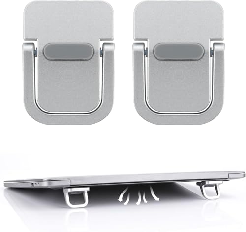 ZORBES® 2PCS Foldable Laptop Feet with Anti-slip Silicone-Silver ZORBES® 2PCS Foldable Laptop Feet with Anti-slip Silicone-Silver